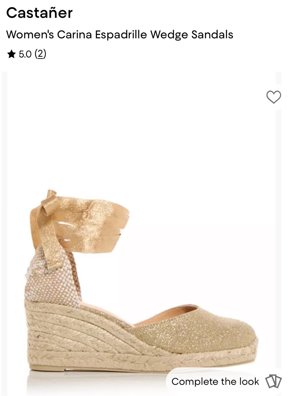Castaner Gold Espadrille Wedge with Ankle Ribbon